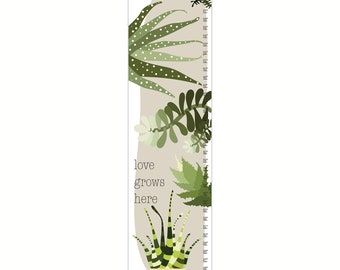 Boys Growth Chart, Canvas Growth Chart, Succulent Garden Growth Chart, Succulent Wall Art, Boy Nursery