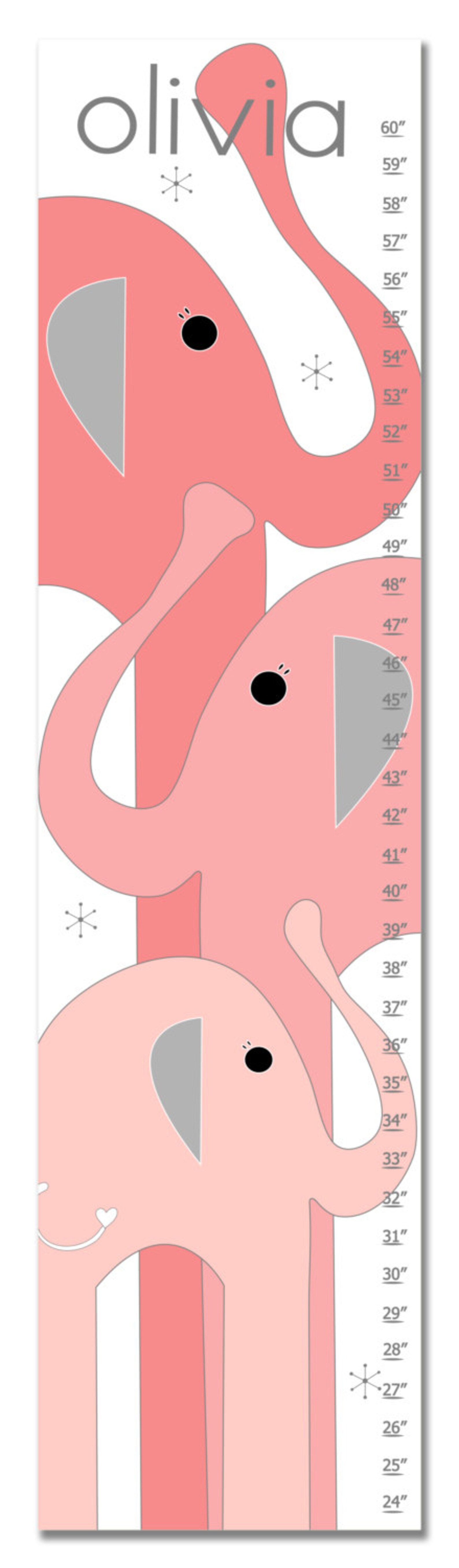 Growth Chart Elephant Growth Chart Pink Elephant Growth | Etsy