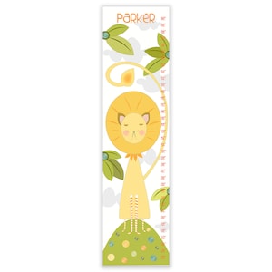 Personalized Safari Lion Growth Chart: Nursery Canvas Decor