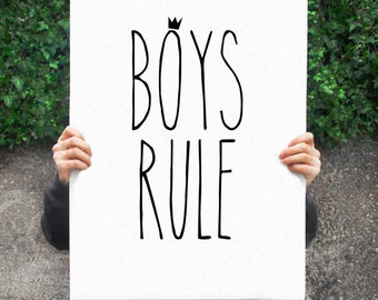 Boys Rule Print , Nursery Decor, Wall Art