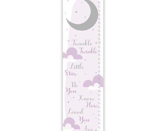 Lavender Canvas Growth Chart, Twinkle Twinkle Little Star, Lavender Growth Chart, Girl's Room, Nursery Decor