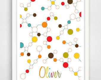 Science Molecules - Custom Name - Science Nursery Decor