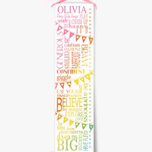 Personalized Rainbow Growth Chart: Princess Rules Canvas