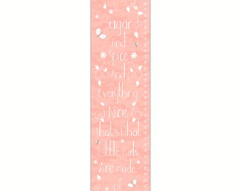 Custom Canvas Growth Chart - Sugar and Spice and Everything Nice - Pink Nursery - Floral Nursery - Baby Shower - Height Chart