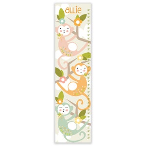 Personalized Safari Monkey Growth Chart: Nursery Wall Decor