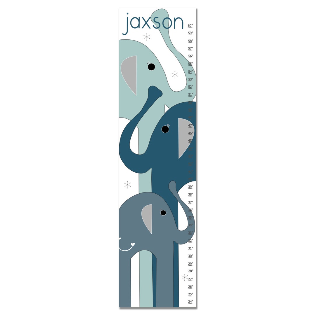 Growth Chart, Elephant Growth Chart, Blue Elephant Growth Chart, Custom ...