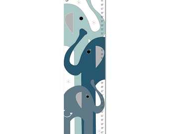 Personalized Blue Elephant Growth Chart: Canvas Nursery Decor