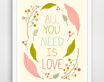 All You Need Is Love Print: Modern Heart Wall Art