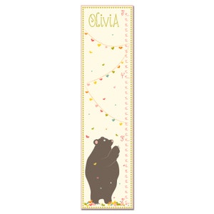 Custom Canvas Growth Chart - Love Bear with Hearts