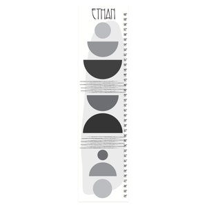 Personalized Canvas Growth Chart: Gray Tones, Mid Century Modern Nursery