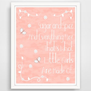 Sugar And Spice Print - Pink Baby Shower Nursery Art Sign -  Pink Girl Baby Shower Decorations Girl