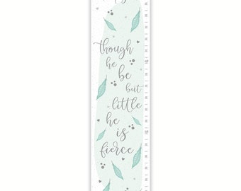 Baby Blue Canvas Growth Chart, Though He Be But Little He is Fierce, Boy's Room, Nursery Decor, Personalized Growth Chart