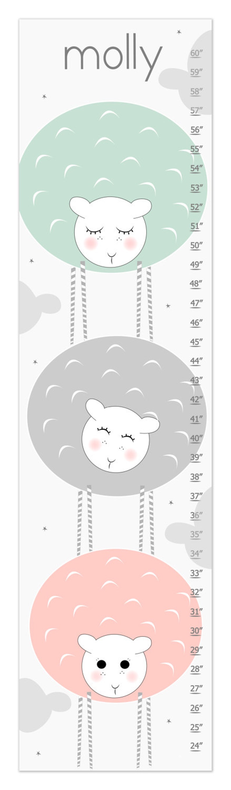 Personalized Canvas Sheep Stack Growth Chart growth Chart Etsy
