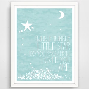 Twinkle Star Nursery Print: Baby Blue Wall Art
