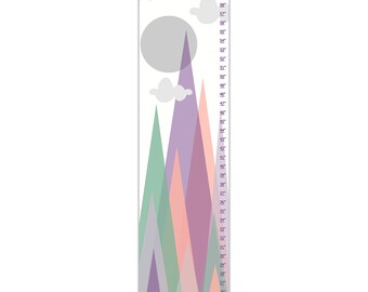 Growth Chart - Custom Canvas Growth Chart - Be Brave Mountains - Purple, Mint, Gray