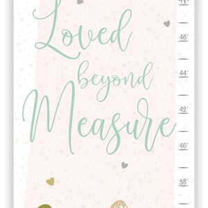 Blush Canvas Growth Chart, Loved Beyond Measure, Floral Blush Growth Chart, Girl's Room, Boho Nursery Decor, Personalized Growth Chart image 2