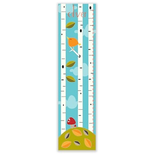 Personalized Birch Woodland Canvas Growth Chart: Forest Nursery Decor