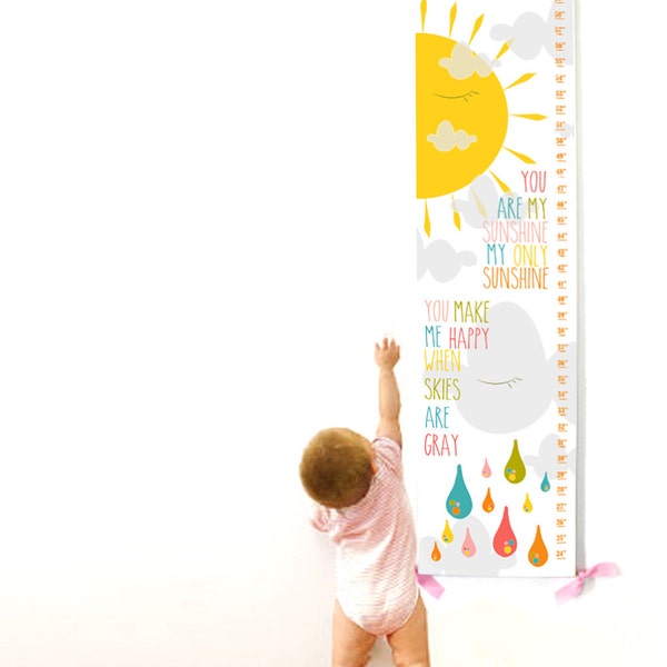 Personalized Sunshine Growth Chart: Nursery Decor, Rainbow Sun & Cloud