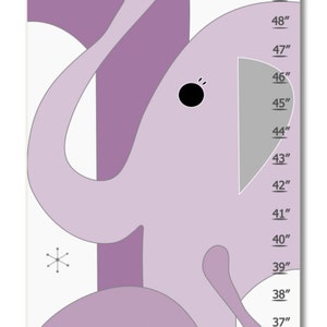 Growth Chart, Elephant Growth Chart, Purple Elephant Growth Chart, Custom Growth Chart, Custom Pink Growth Chart, Canvas Growth Chart image 2