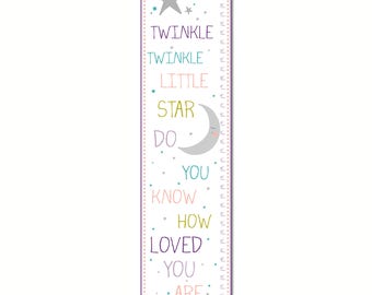 Canvas Growth Chart, Twinkle Twinkle Little Star, Purple Growth Chart, Girl's Room, Nursery Decor