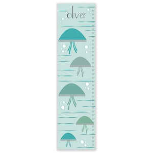 Personalized Jellyfish Growth Chart: Nautical Canvas Nursery Decor