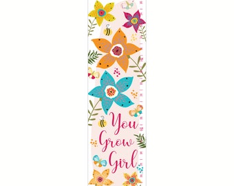 Rainbow Canvas Girls Growth Chart, You Grow Girl, Rainbow Growth Chart, Girl's Room, Boho Nursery Decor, Personalized Canvas Growth Chart