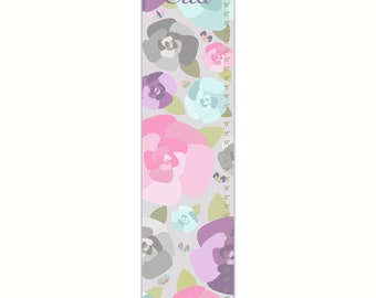 Growth Chart, Rose Garden Growth Chart, Floral Growth Chart, Purple Growth Chart, Custom Growth Chart, Canvas Growth Chart