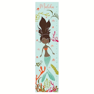 Personalized Mermaid Growth Chart: Under the Sea Canvas Wall Art