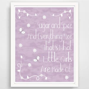 Sugar And Spice Print - Purple Baby Shower Nursery Art Sign -  Purple Girl Baby Shower Decorations Girl