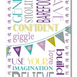 Twins Growth Chart / Ruler / Measure/ Childrens Wall Art- Subway Kid's Rules-  May be Personalized
