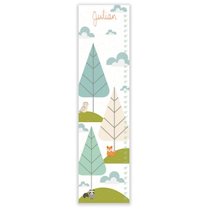 Woodland Creatures Canvas Growth Chart - Personalized Nursery Decor