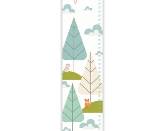 Woodland Creatures Canvas Growth Chart - Personalized Nursery Decor