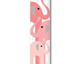 Growth Chart, Elephant Growth Chart, Pink Elephant Growth Chart, Custom Growth Chart, Custom Pink Growth Chart, Canvas Growth Chart