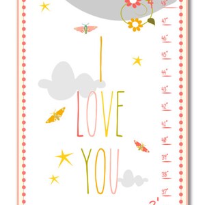 Personalized Growth Chart: I Love You To The Moon - Canvas Wall Art