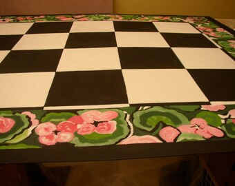 floorcloth floor mat painted rug kitchen mat black white custom order