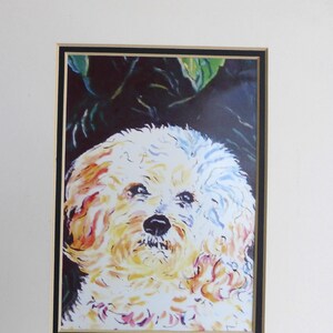 art print animals dog Cockapoo or Maltese whtie black with mat