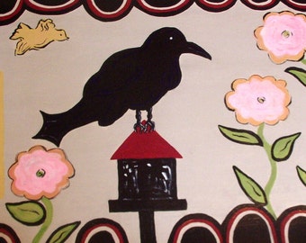 floorcloth home decor rugs painted rug blackbird