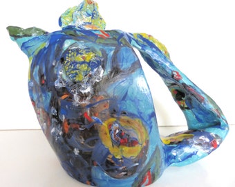 teapot handmade ceramic blue abstract marvellous ceramic art