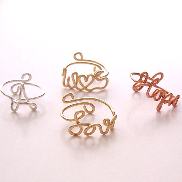 Ring . Wire Name Ring . Initial Ring . Wire Word Ring . Personalized Ring . Wire Name Jewelry . Adjustable