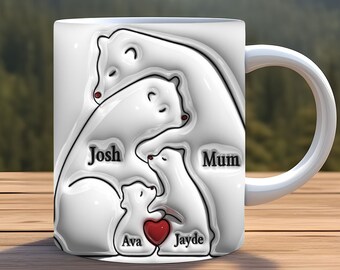 Custom Bear Family Name Mug, Personalized for Grandma, Mama Gift Mug, Mug With Text Gift For Mom, Coffee Mug, Picture Cup