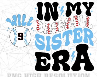 Two-sided Baseball With Custom Number Png, Sports Shirt, Baseball Sister Digital Download, Personalized Baseball Gifts, Baseball Team PNG