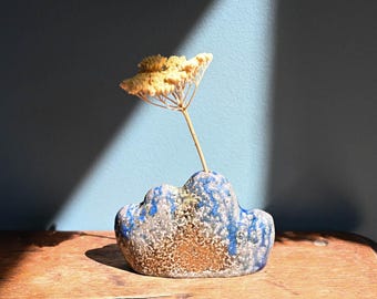 Small Handmade Cloud Bud Vase, Soda Fired, Single Stem Vase, Hand Built