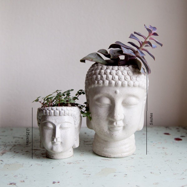 Two Buddha Head Planters - #1 and #3