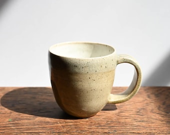 Cream Ceramic Soda Fired Handmade Mug, Wheel Thrown Pottery Coffee Tea Cup