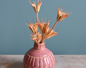 Handmade Pink / Purple Ceramic Bud Vase, 3.5 inches high, Wheel-Thrown Pottery, Bud Vase, Handmade Pottery, Stoneware Clay, Ceramic Art