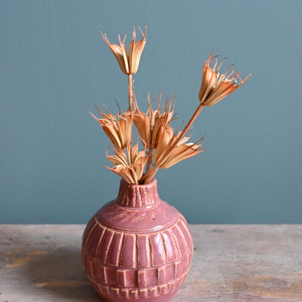 Handmade Pink / Purple Ceramic Bud Vase, 3.5 inches high, Wheel-Thrown Pottery, Bud Vase, Handmade Pottery, Stoneware Clay, Ceramic Art