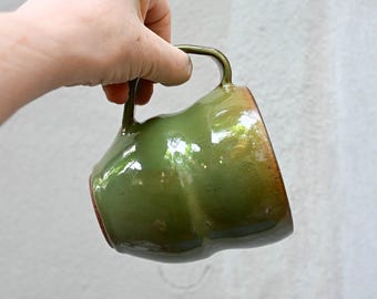 Handmade Green Ceramic Coffee Mug, Pottery Tea Cup