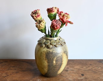 Handmade Ceramic Vase, 5.75 inches high, Wood Fired, Wheel Thrown and Altered