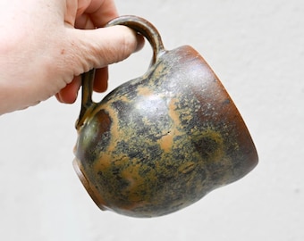 Handmade Satin Matte Mottled Browns Ceramic Coffee Mug, Pottery Tea Cup