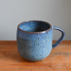 Handmade Ceramic Mug, Blue Speckled Glaze, Wheel Thrown Pottery Coffee Tea Cup, Mugshot Monday, Modern Ceramics image 4